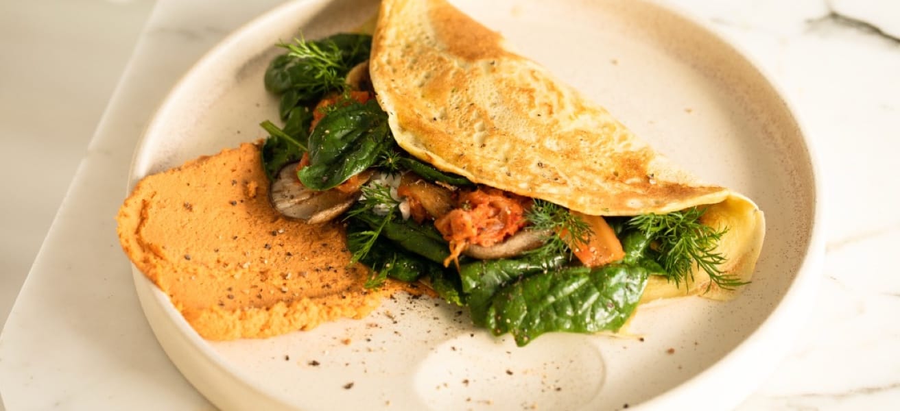 An omelette served on a plate